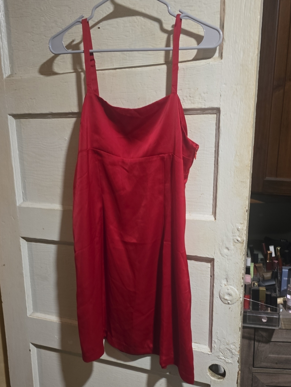Red Satin Slip Dress Open Back Urban Outfitters